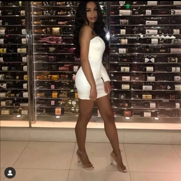 House CB 'Tiffany' White One Shouldered Mini Dress - Picture 6 of 16